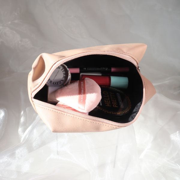 Beige Necessity Makeup Bag